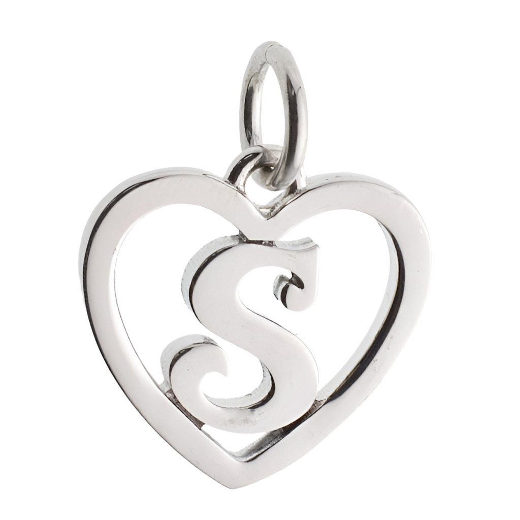 CP3074 Letter S Heart Charm - Selah925.com