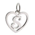 CP3074 Letter S Heart Rhodium Charm - Selah925.com