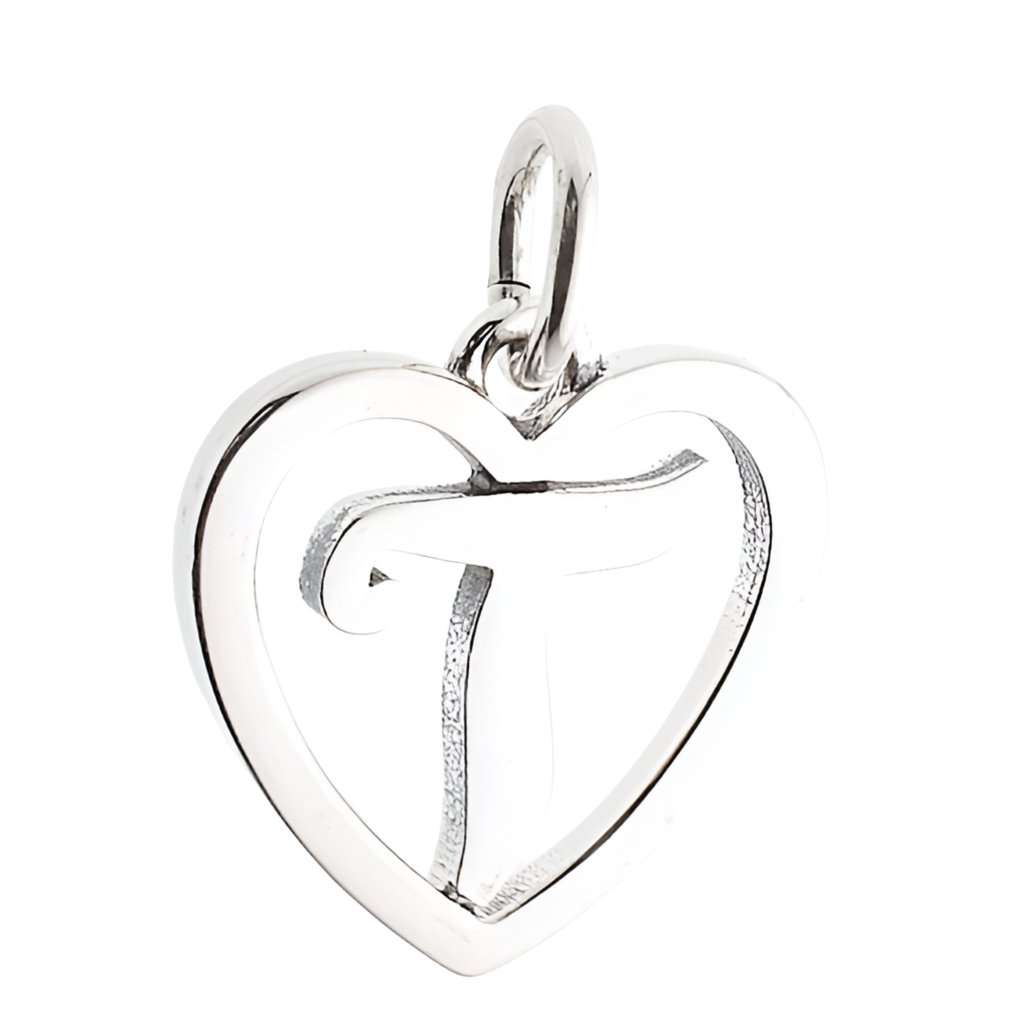 CP3074 Letter T Heart Charm - Selah925.com