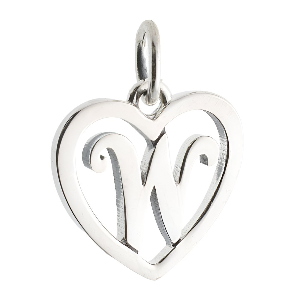 CP3074 Letter W Heart Charm - Selah925.com