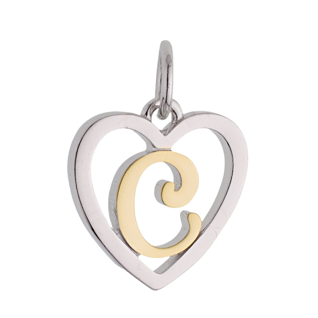 CP3078 C Mini Gold Letter Heart Charm - Selah925.com