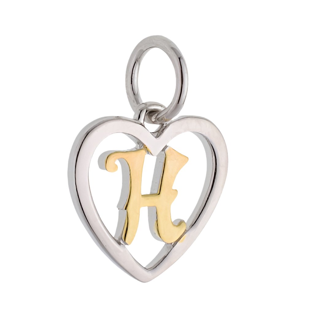 CP3078 H Mini Gold Letter Heart Charm - Selah925.com