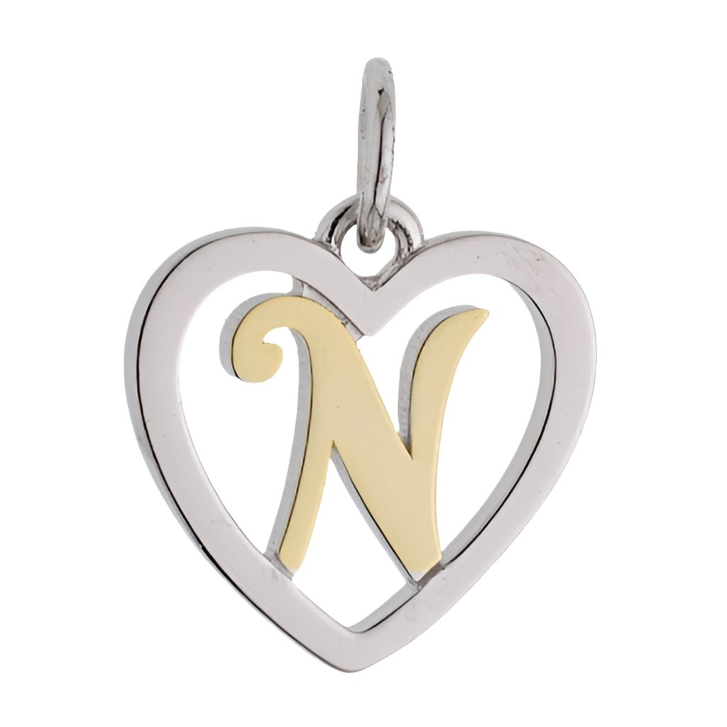 CP3078 N Mini Gold Letter Heart Charm - Selah925.com