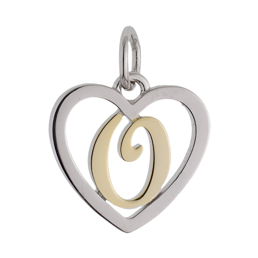 CP3078 O Mini Gold Letter Heart Charm - Selah925.com