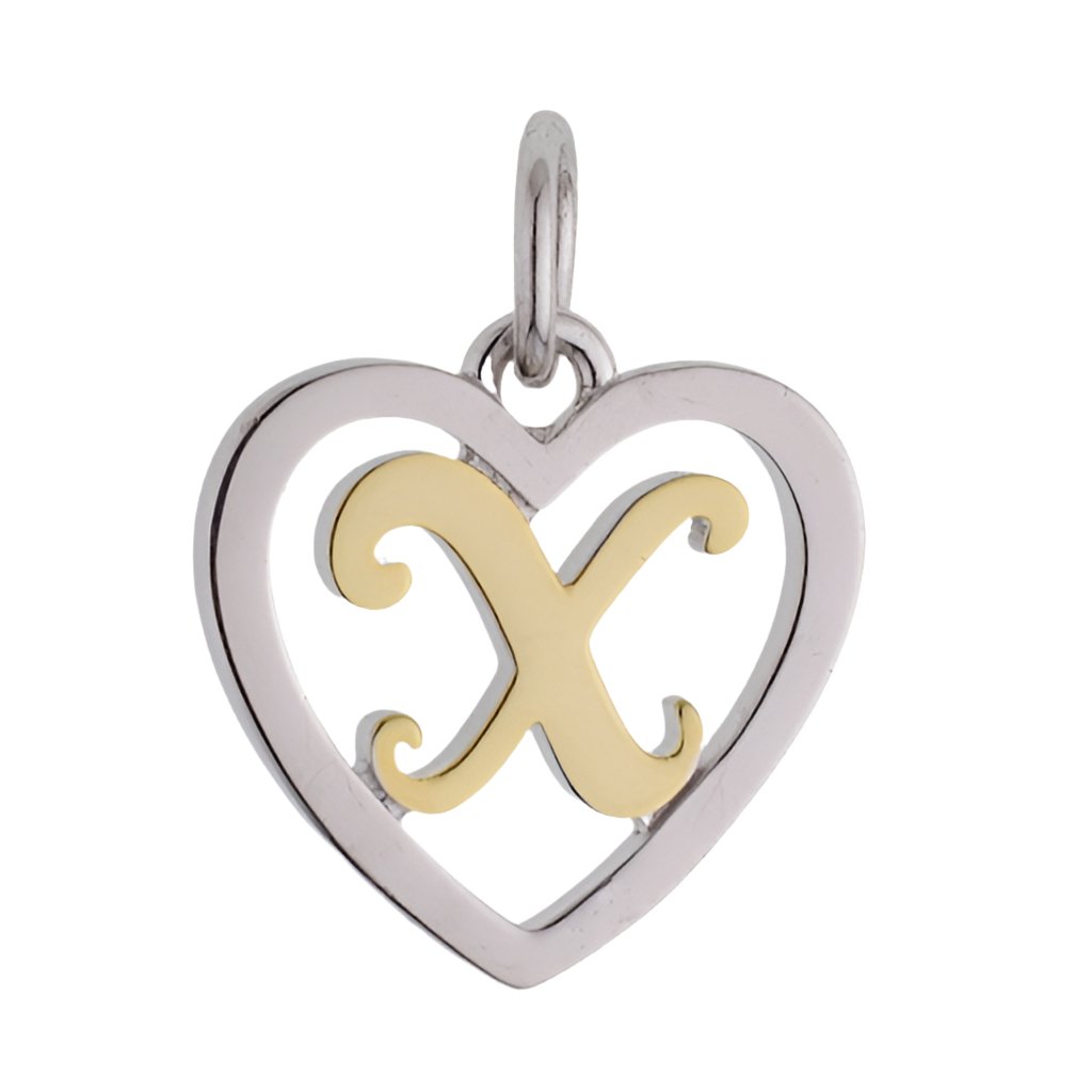 CP3078 X Mini Gold Letter Heart Charm - Selah925.com