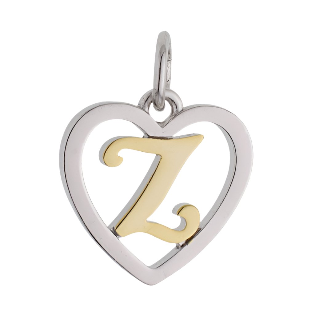 CP3078 Z Mini Gold Letter Heart Charm - Selah925.com