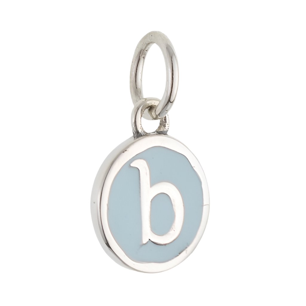 CP3080 B Baby Blue Circle Letter Charm - Selah925.com