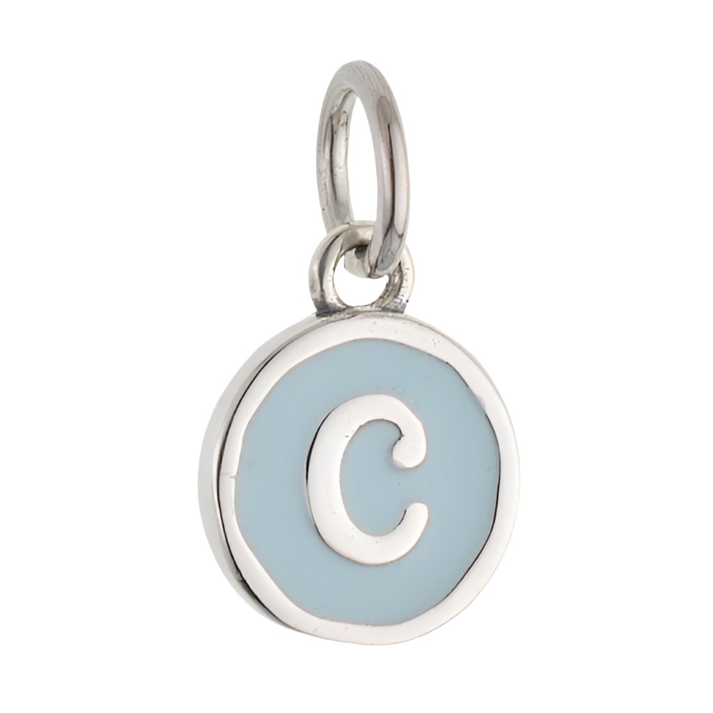 CP3080 C Baby Blue Circle Letter Charm - Selah925.com