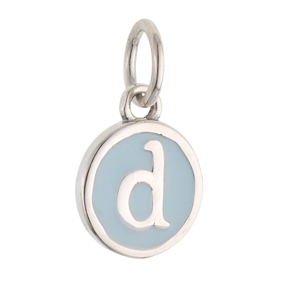 CP3080 D Baby Blue Circle Letter Charm - Selah925.com