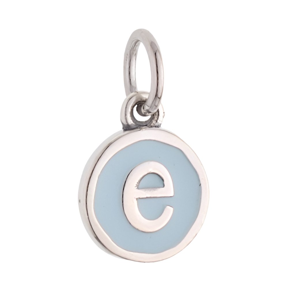 CP3080 E Baby Blue Circle Letter Charm - Selah925.com