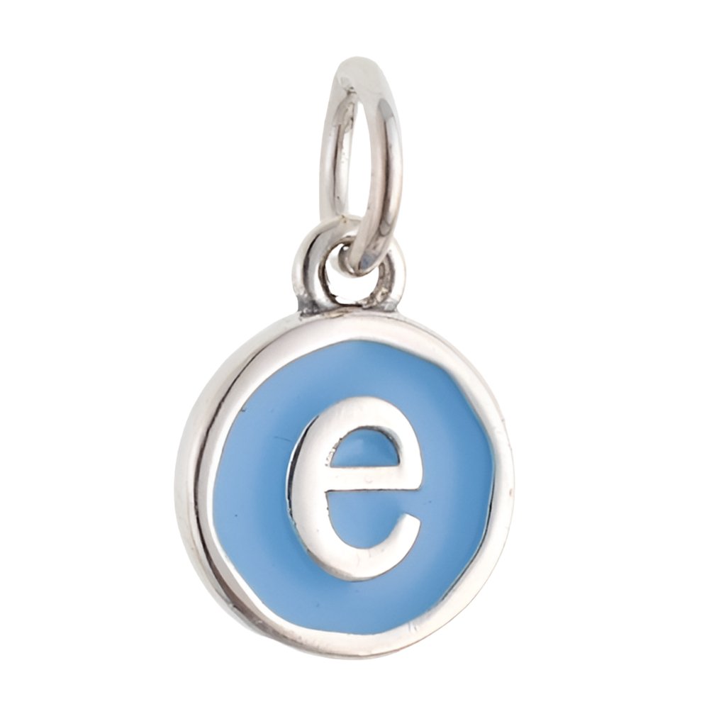 CP3080 E Blue Circle Letter Charm - Selah925.com