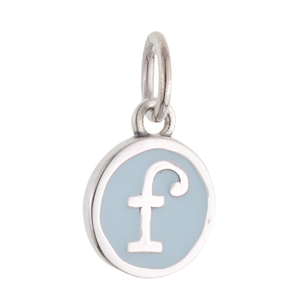 CP3080 F Baby Blue Circle Letter Charm - Selah925.com