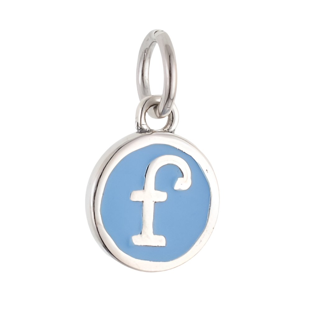 CP3080 F Blue Circle Letter Charm - Selah925.com