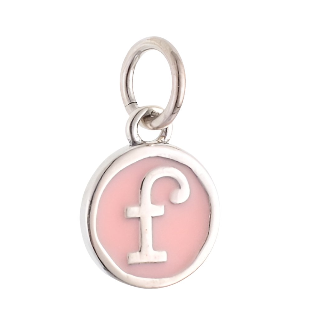 CP3080 F Pink Circle Letter Charm - Selah925.com