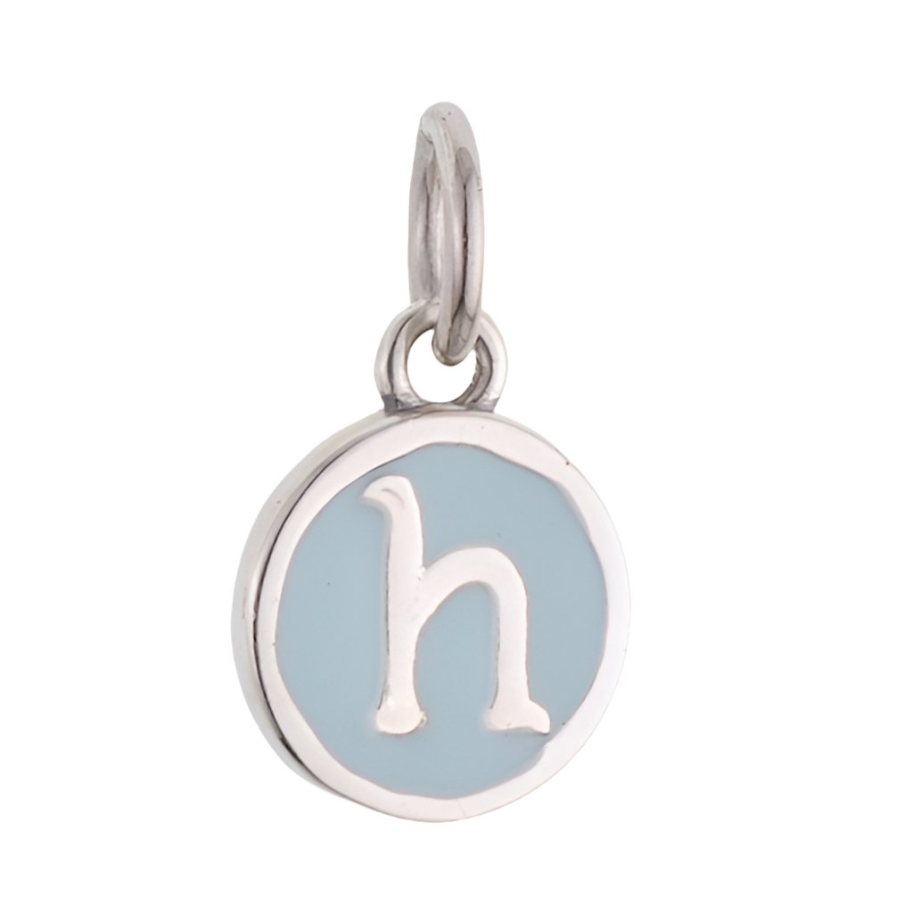 CP3080 H Baby Blue Circle Letter Charm - Selah925.com