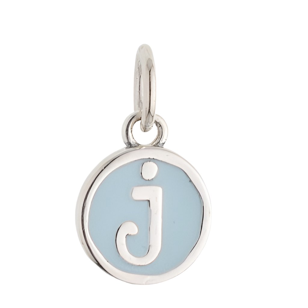 CP3080 J Baby Blue Circle Letter Charm - Selah925.com