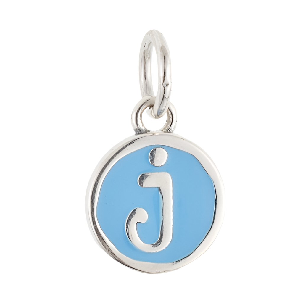 CP3080 J Blue Circle Letter Charm - Selah925.com