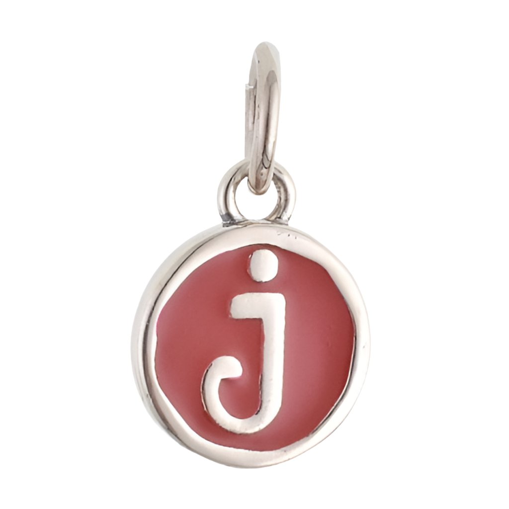 CP3080 J Red Circle Letter Charm - Selah925.com