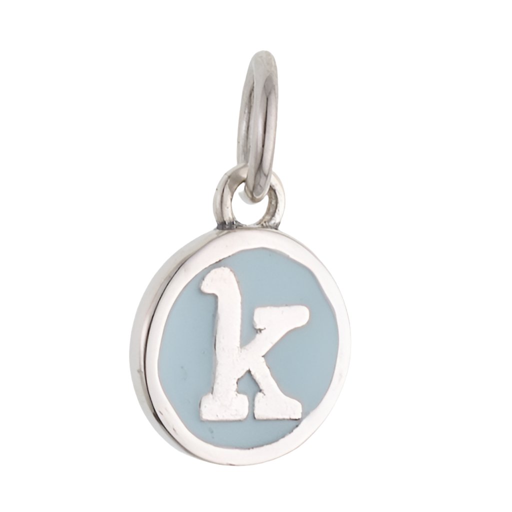 CP3080 K Baby Blue Circle Letter Charm - Selah925.com