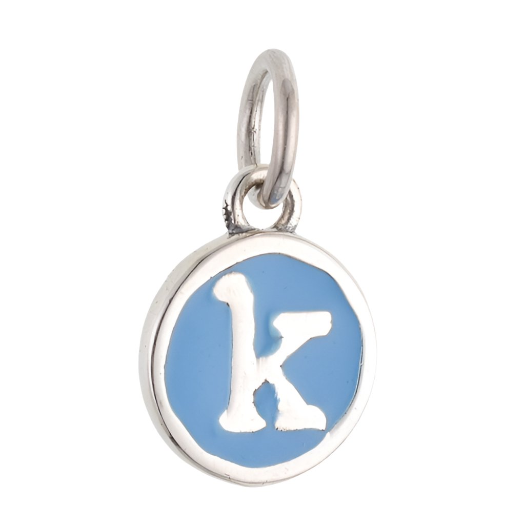 CP3080 K Blue Circle Letter Charm - Selah925.com