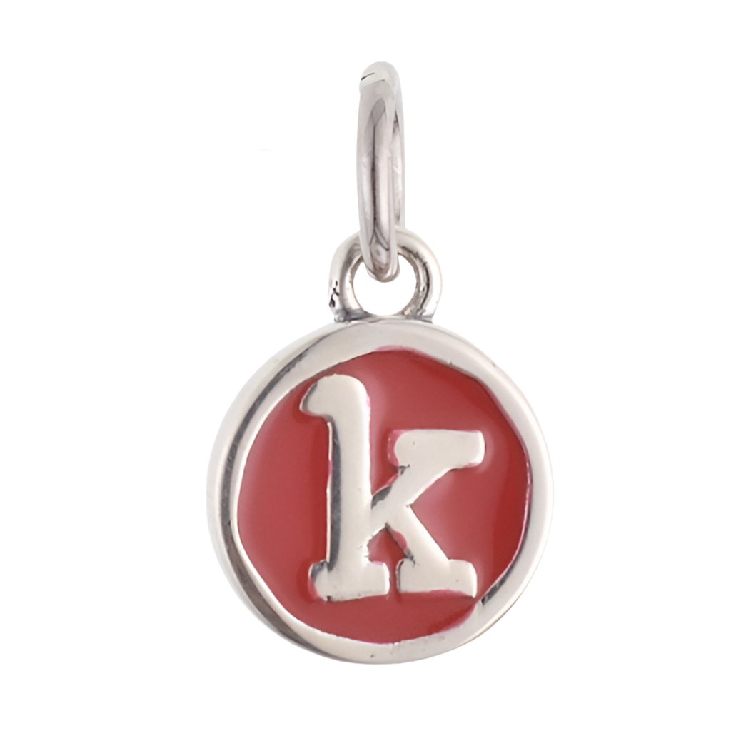 CP3080 K Red Circle Letter Charm - Selah925.com