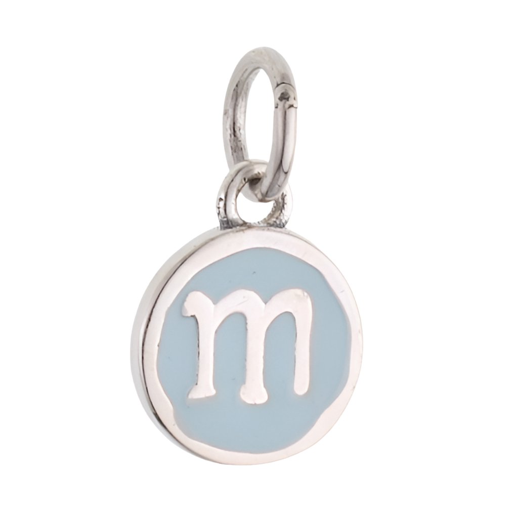 CP3080 M Baby Blue Circle Letter Charm - Selah925.com