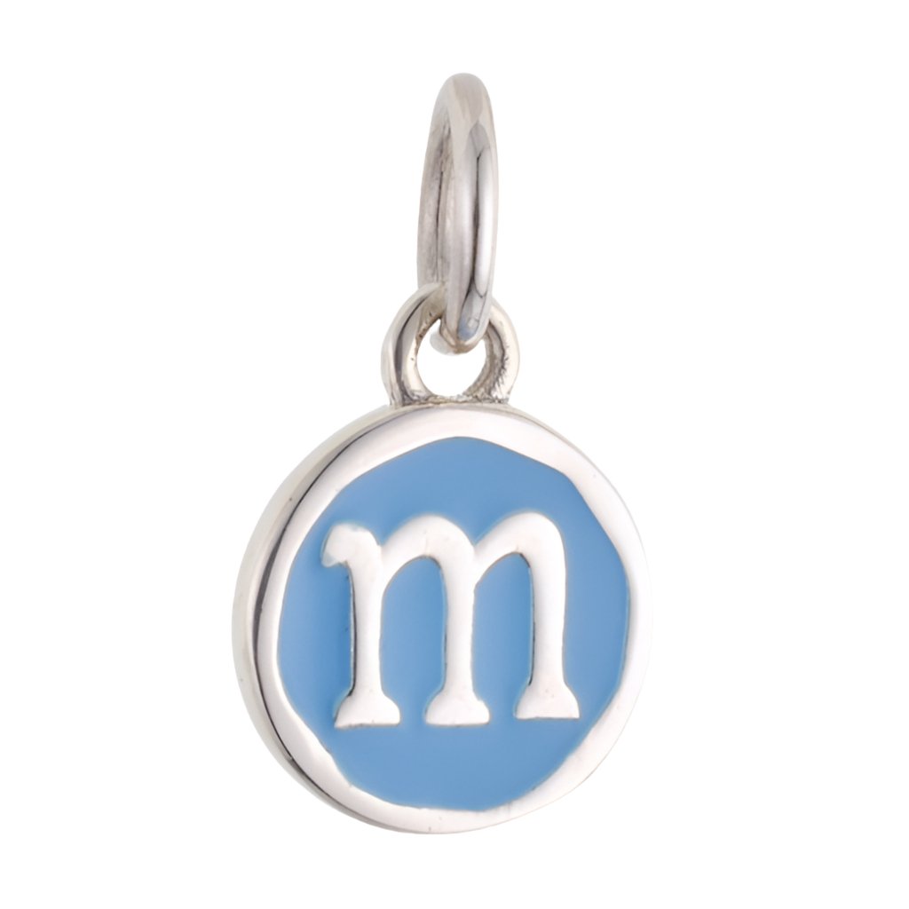 CP3080 M Blue Circle Letter Charm - Selah925.com