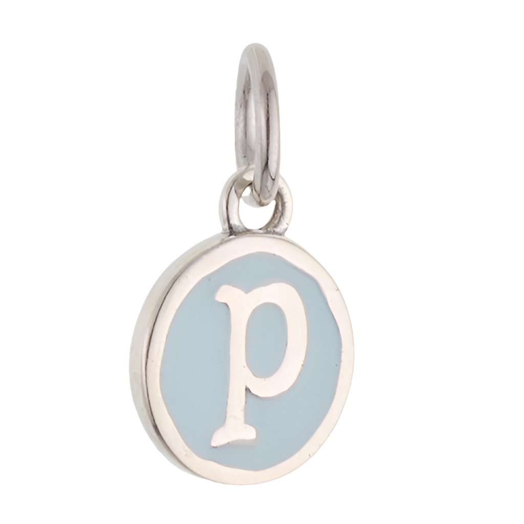 CP3080 P Baby Blue Circle Letter Charm - Selah925.com