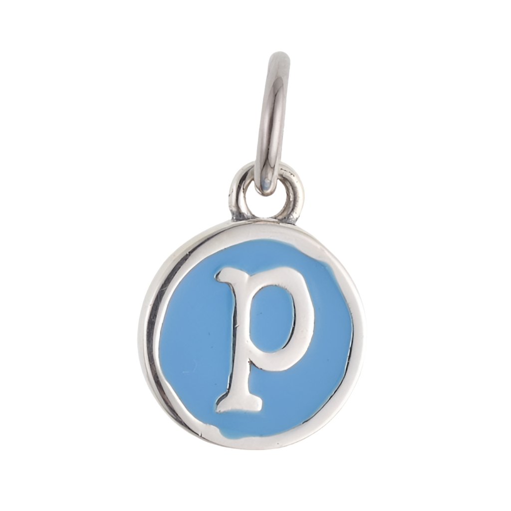 CP3080 P Blue Circle Letter Charm - Selah925.com