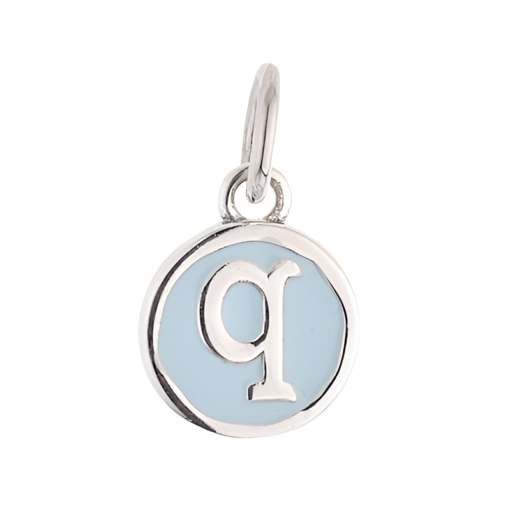 CP3080 Q Baby Blue Circle Letter Charm - Selah925.com