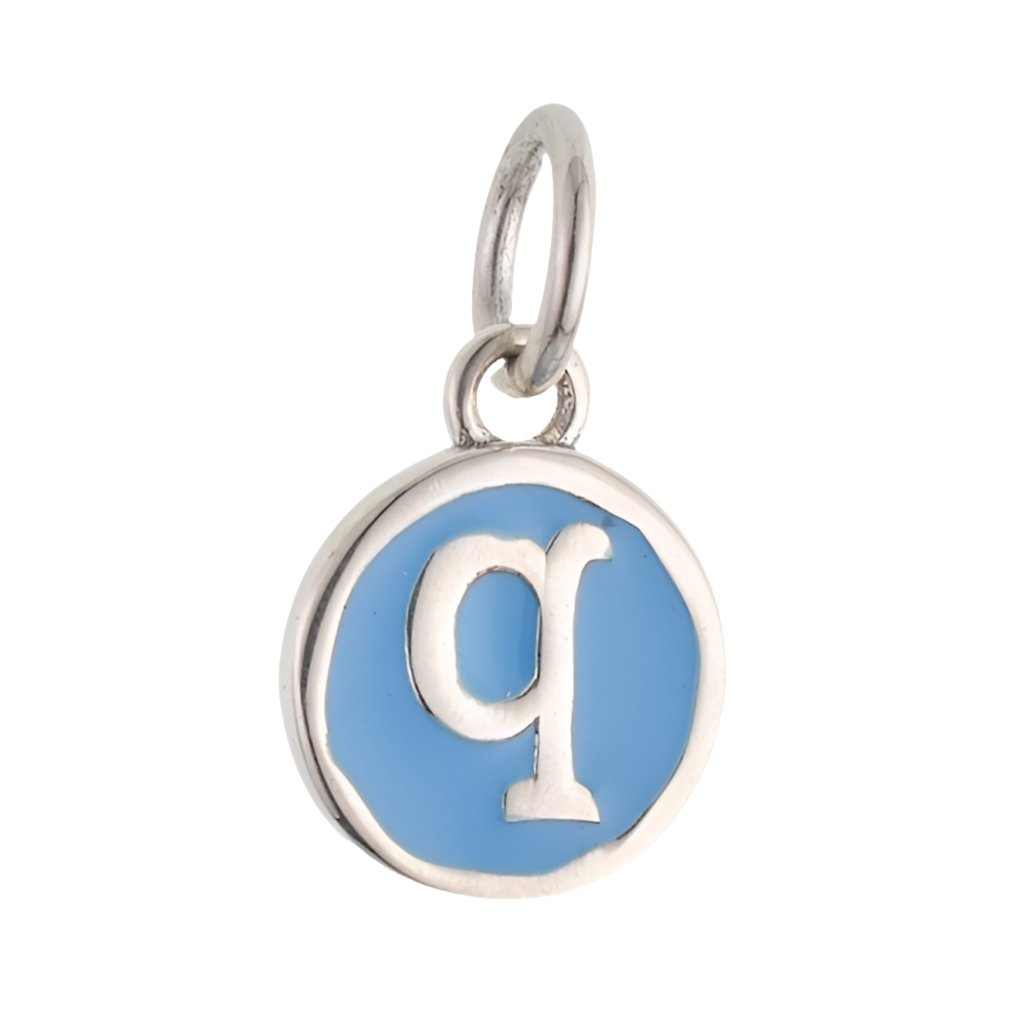 CP3080 Q Blue Circle Letter Charm - Selah925.com