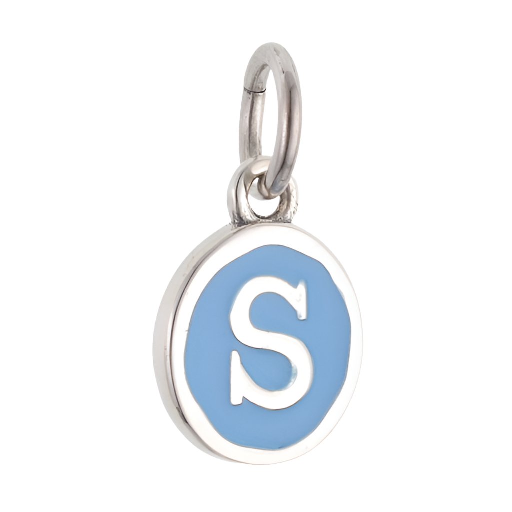 CP3080 S Blue Circle Letter Charm - Selah925.com