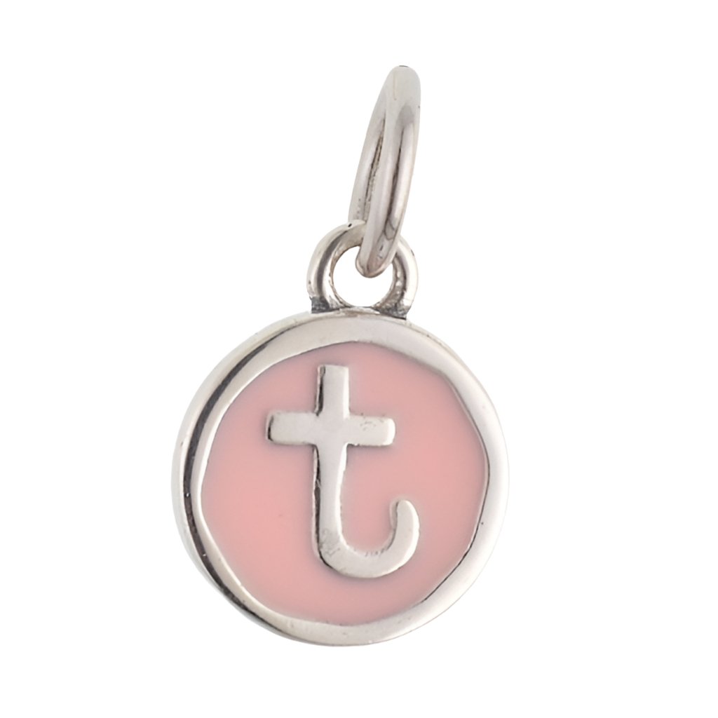 CP3080 T Pink Circle Letter Charm - Selah925.com