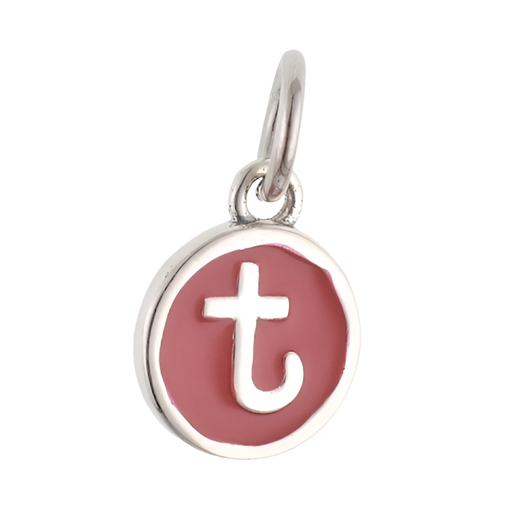 CP3080 T Red Circle Letter Charm - Selah925.com