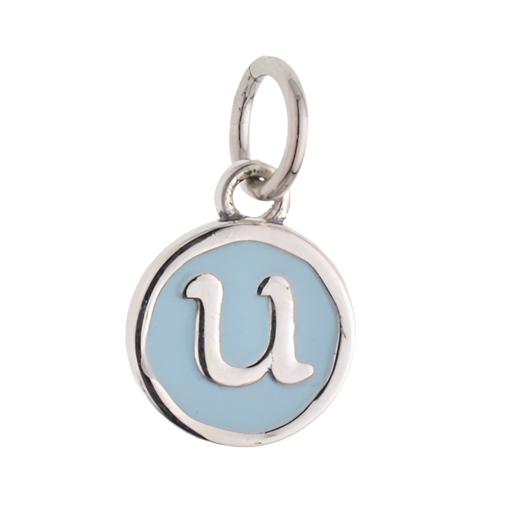 CP3080 U Baby Blue Circle Letter Charm - Selah925.com