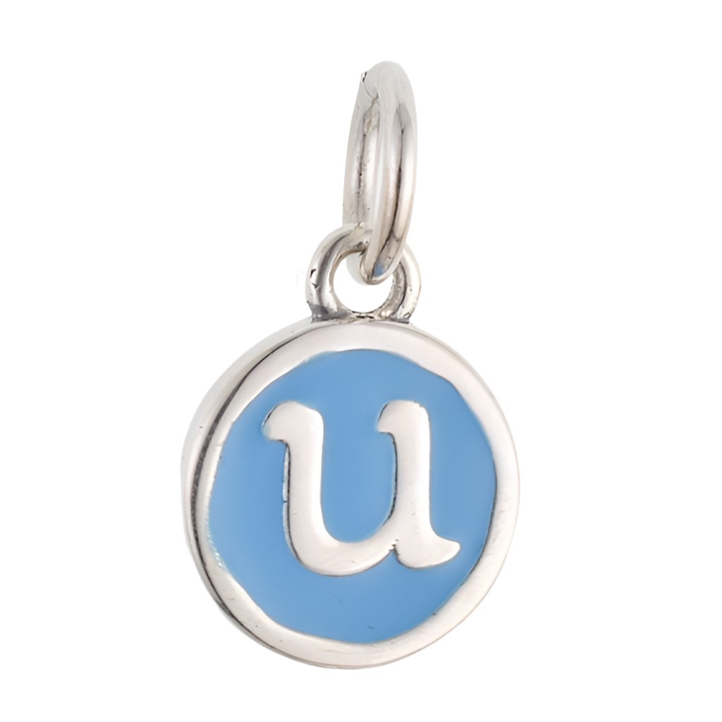 CP3080 U Blue Circle Letter Charm - Selah925.com