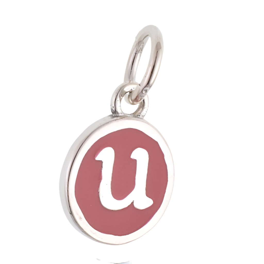 CP3080 U Red Circle Letter Charm - Selah925.com