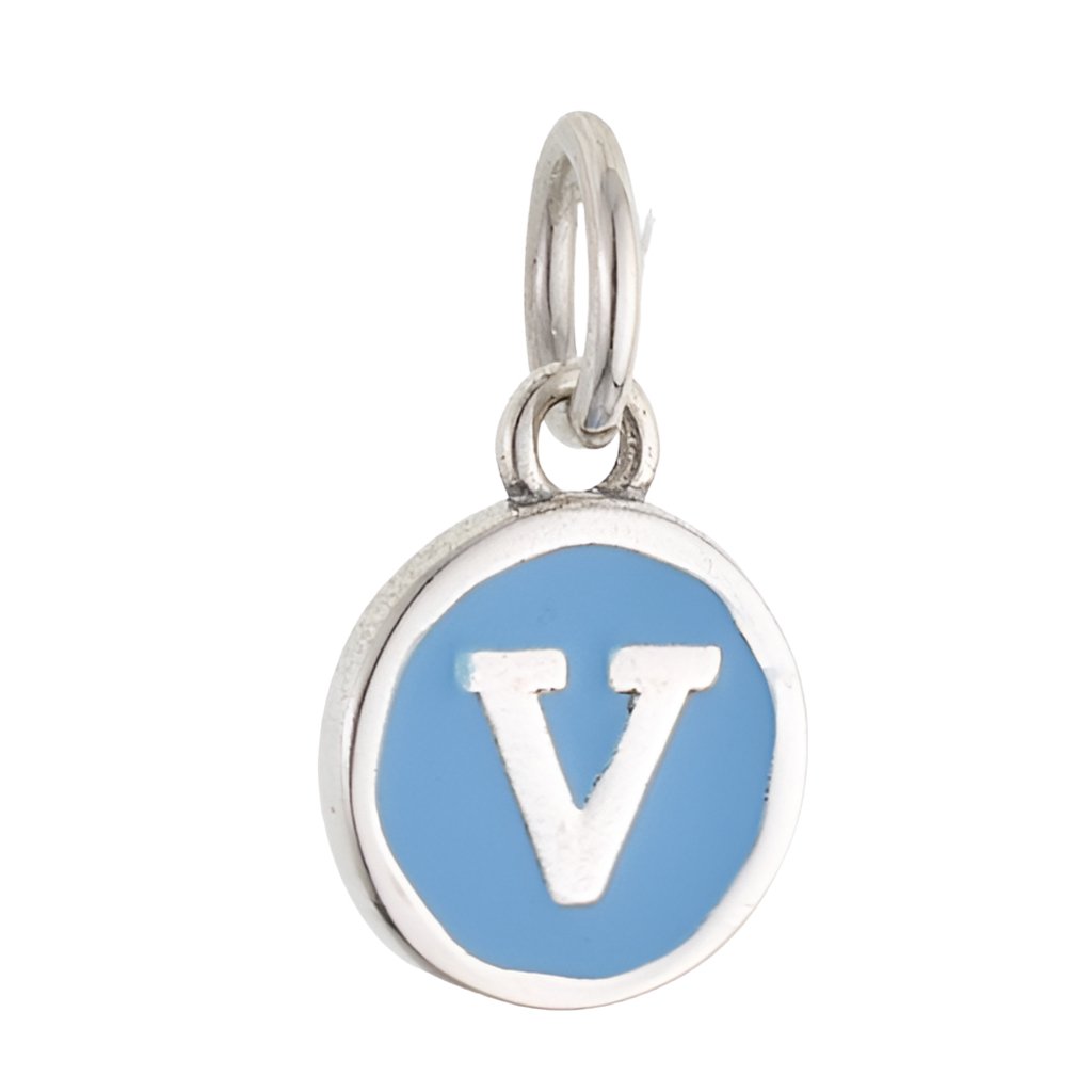 CP3080 V Blue Circle Letter Charm - Selah925.com