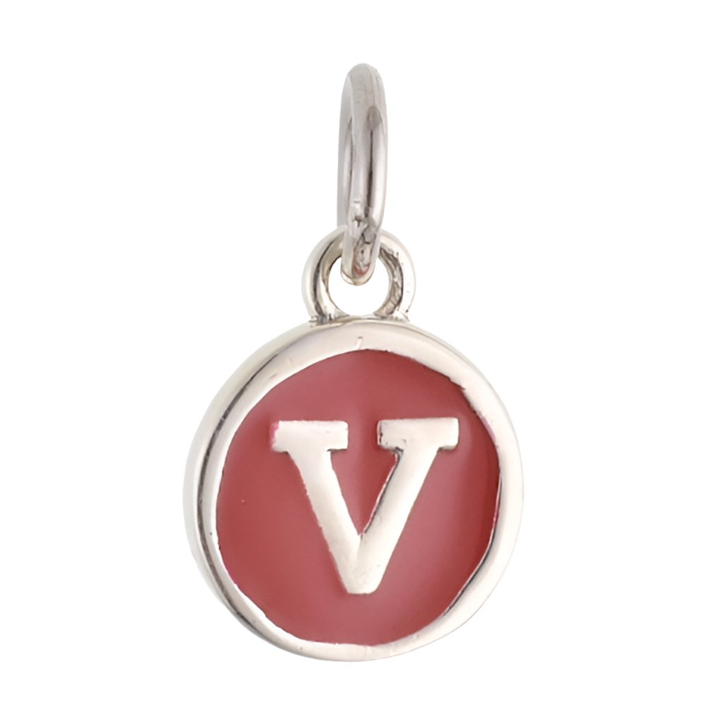 CP3080 V Red Circle Letter Charm - Selah925.com