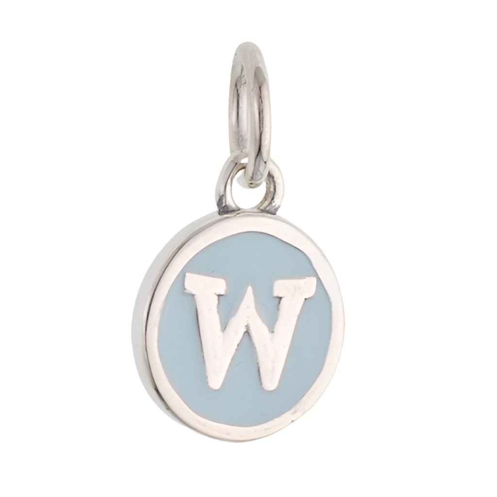 CP3080 W Baby Blue Circle Letter Charm - Selah925.com