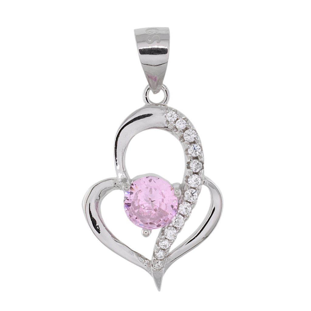 CP4056 Pink CZ Heart Pendant - Selah925.com