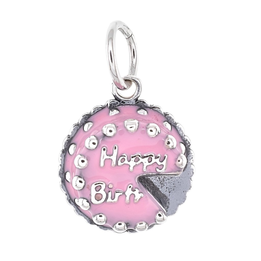 CP5122 Pink Happy Birthday Cake Charm - Selah925.com