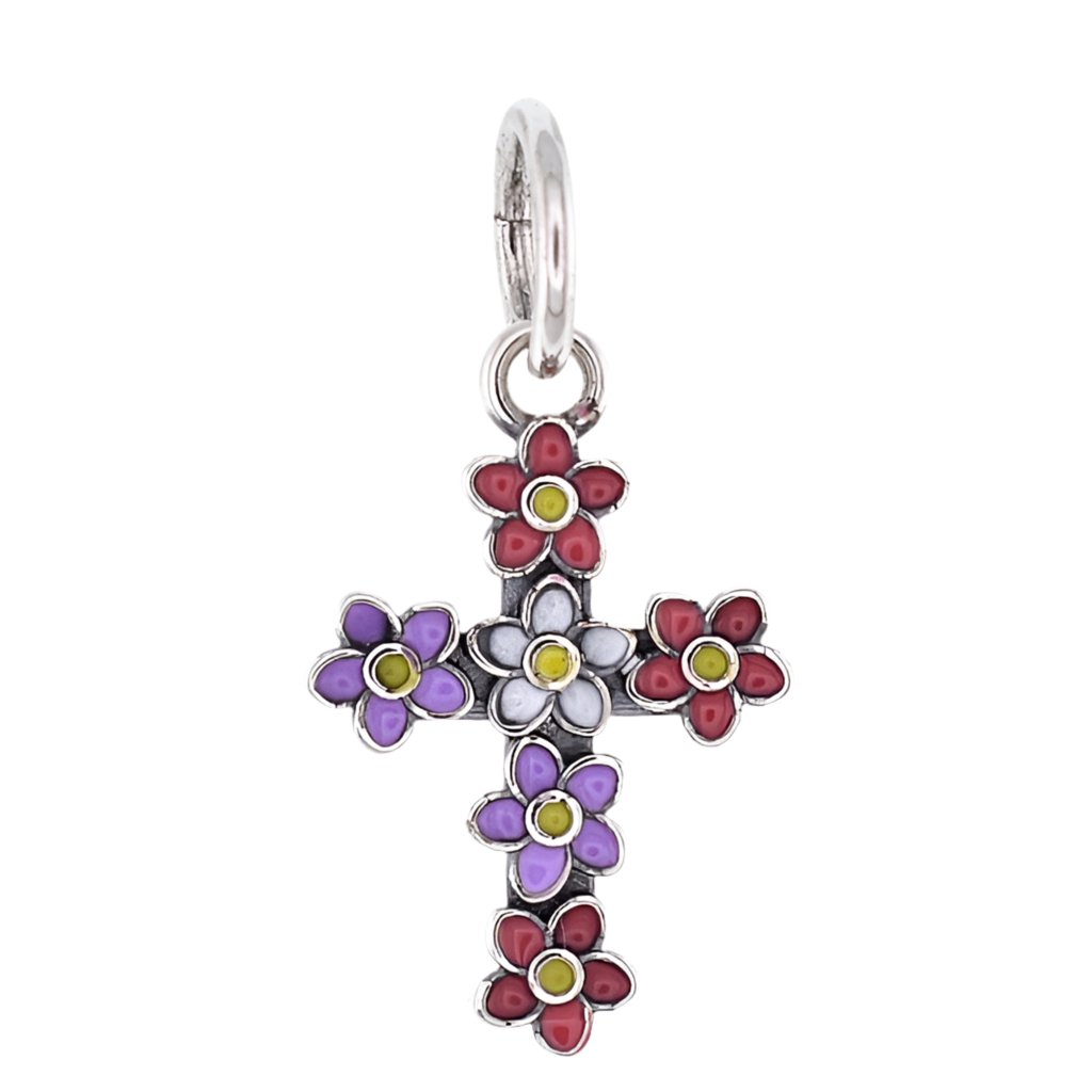 CP5183 Flower Cross Charm - Selah925.com