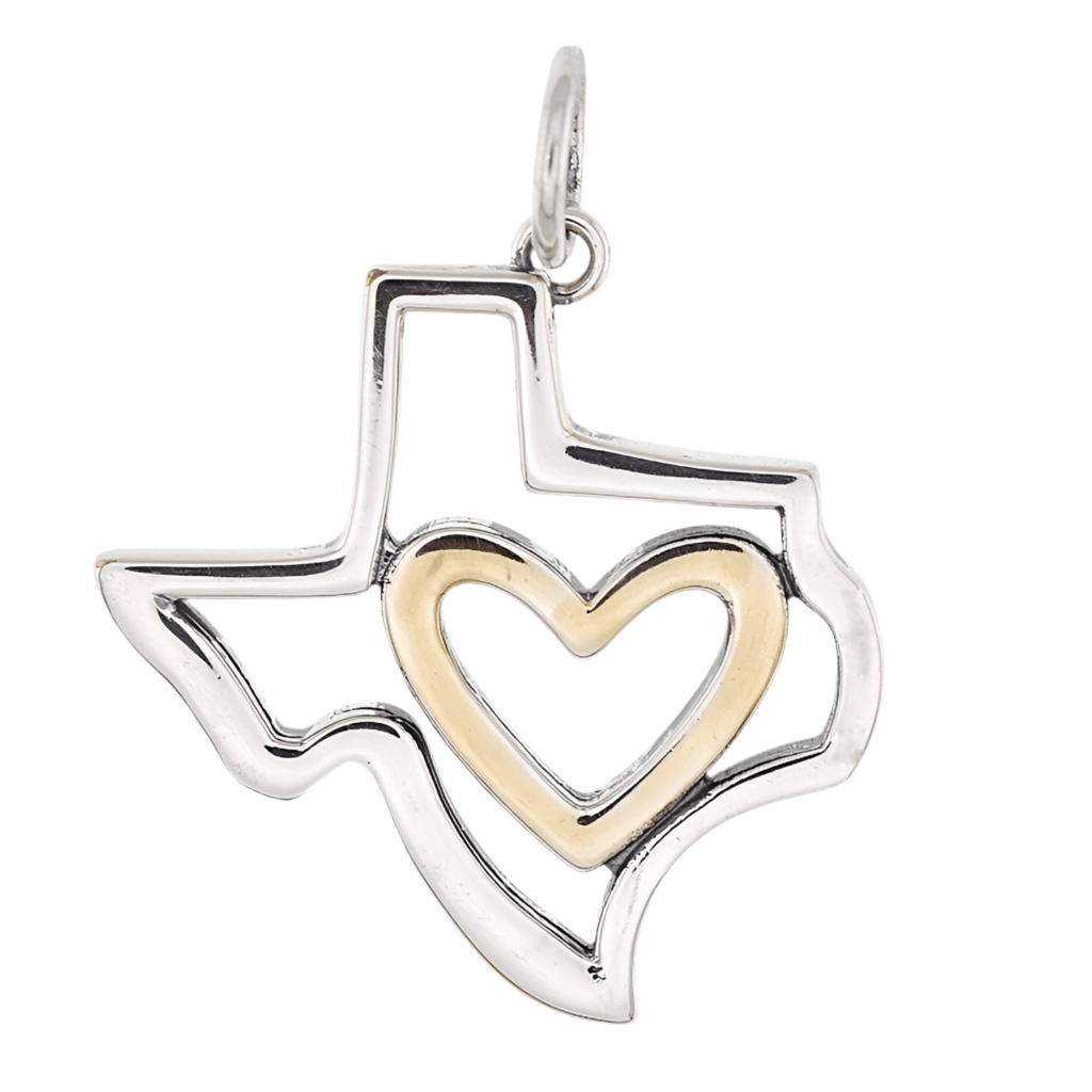 CP5189 Texas Map Heart Charm - Selah925.com