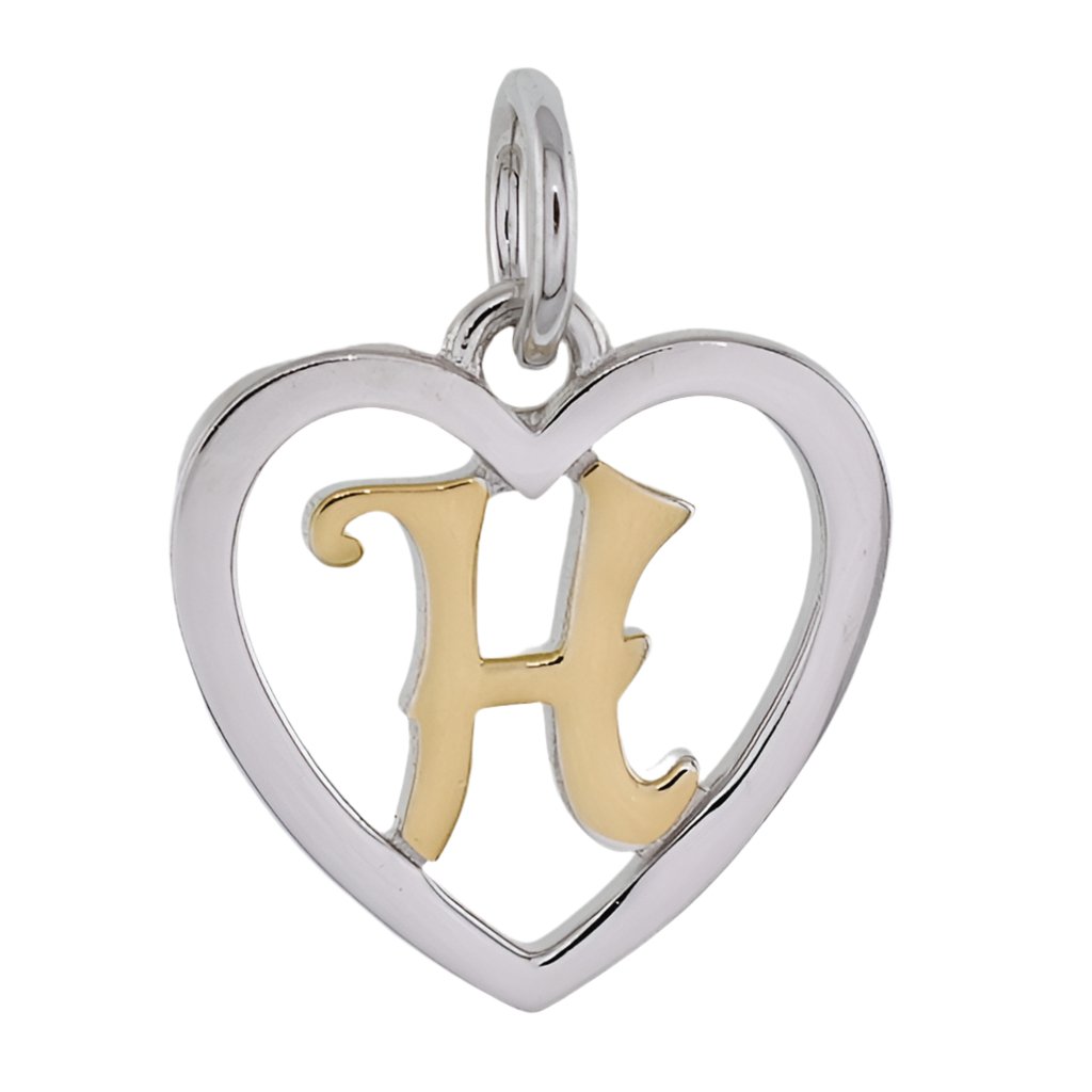 CP93074 H Gold Letter Heart Charm - Selah925.com