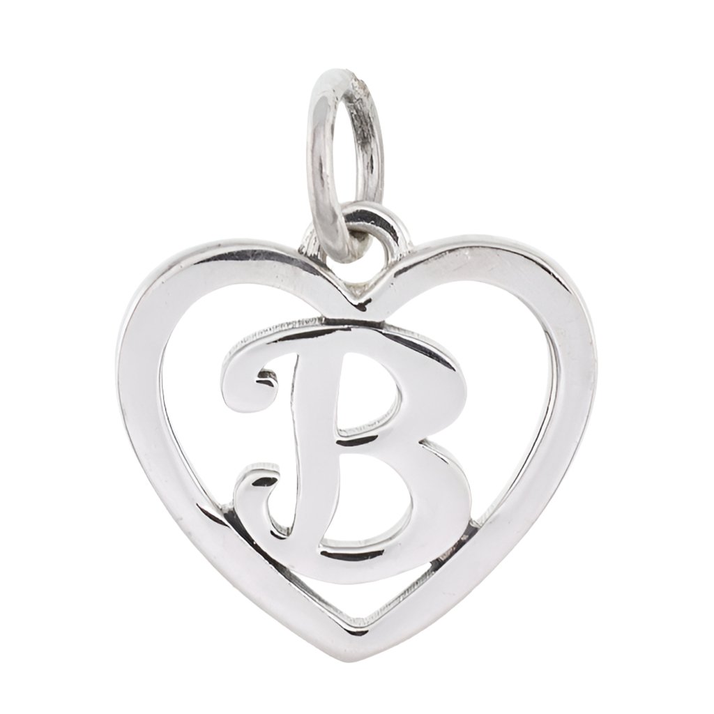 CP93074 Letter B Heart Charm - Selah925.com