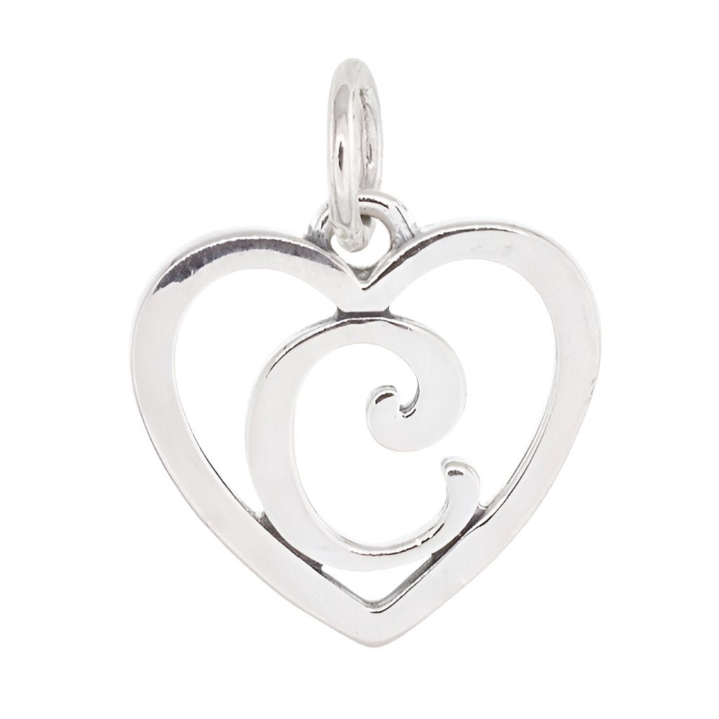 CP93081 oxidation Letter C Mini Heart Charm - Selah925.com