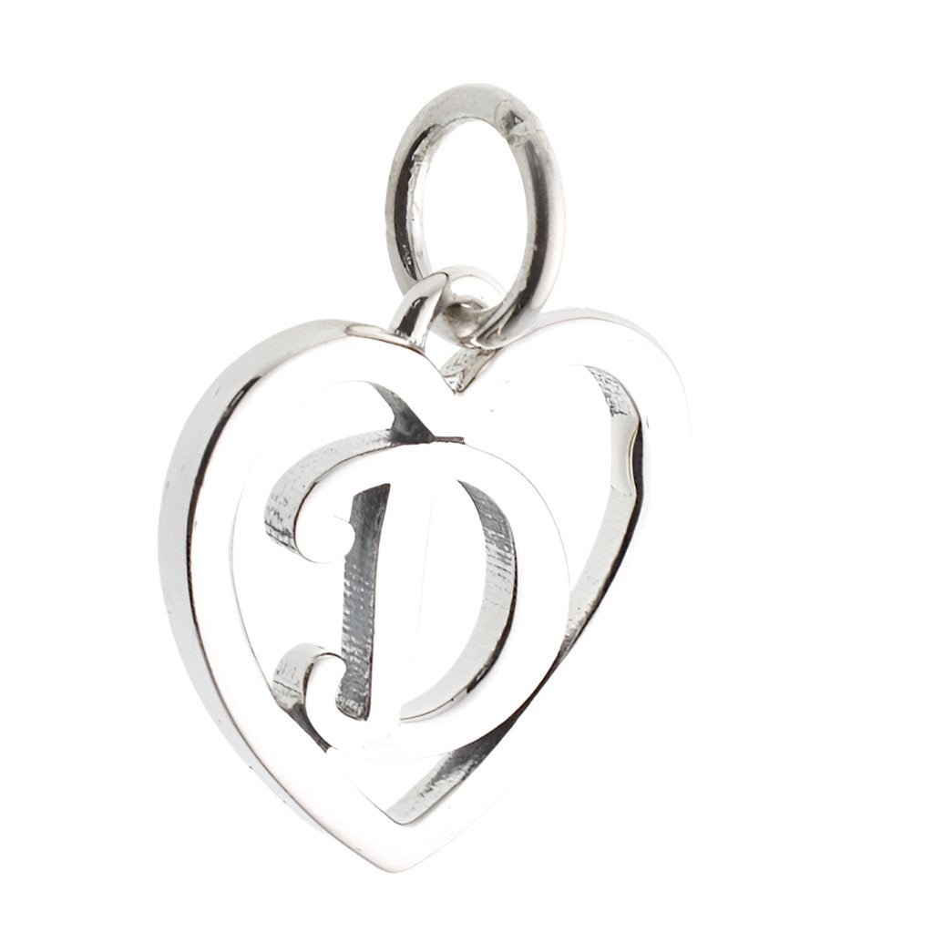 CP93081 oxidation Letter D Mini Heart Charm - Selah925.com