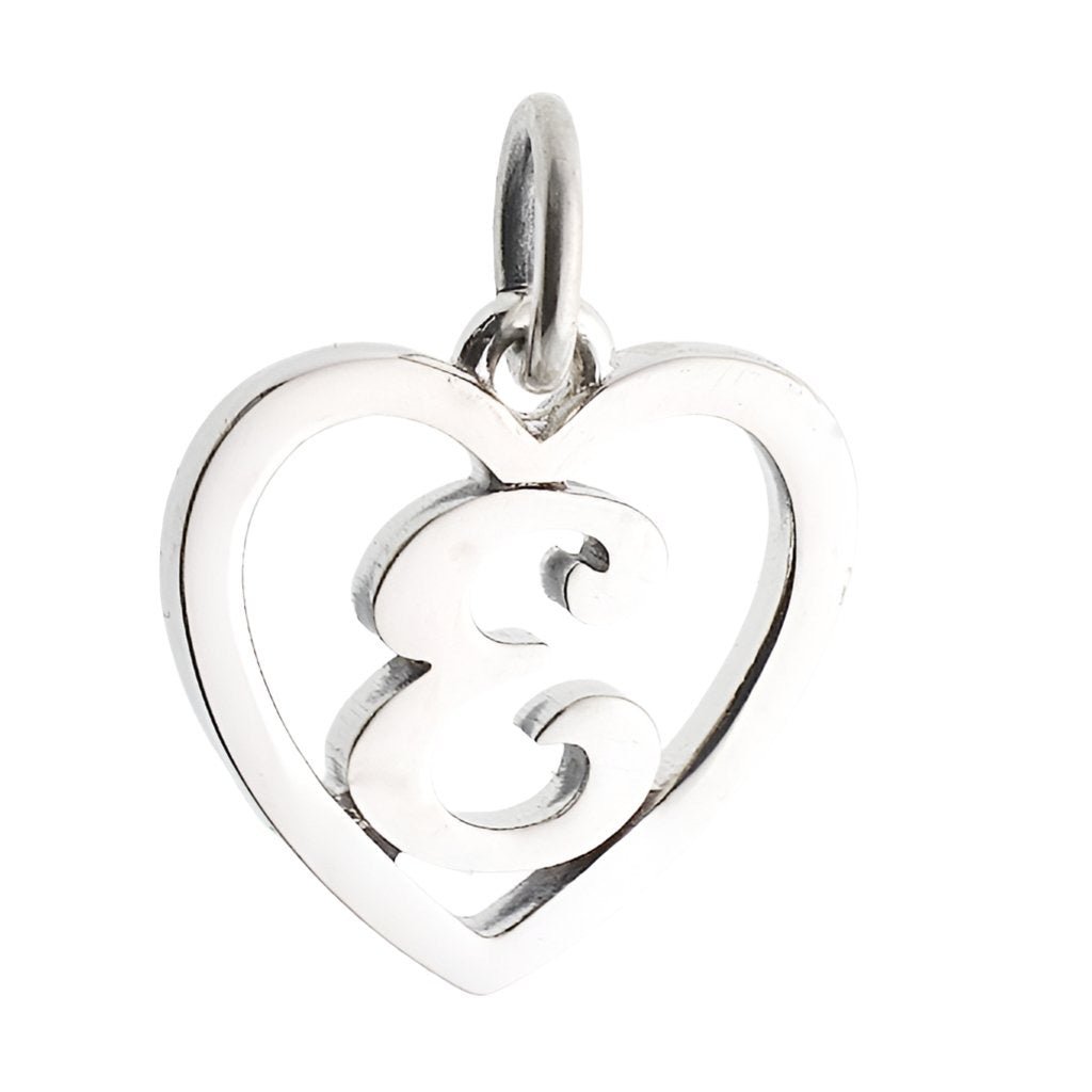 CP93081 oxidation Letter E Mini Heart Charm - Selah925.com