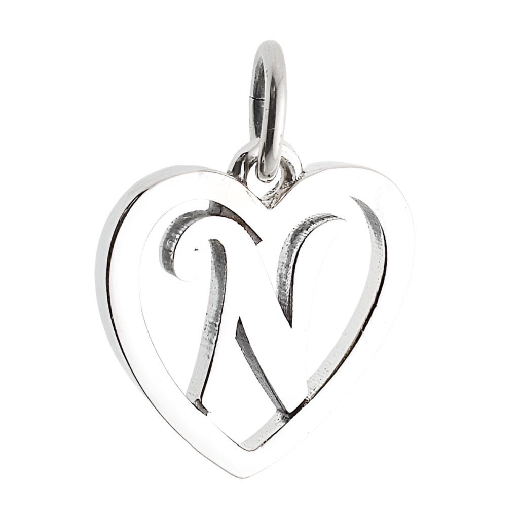 CP93081 oxidation Letter N Mini Heart Charm - Selah925.com